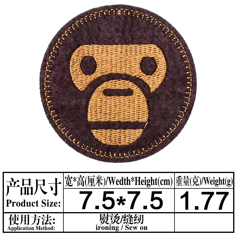 Wholesale Green caterpillar embroidered round-faced monkey and bee patch  OLY Exclusive